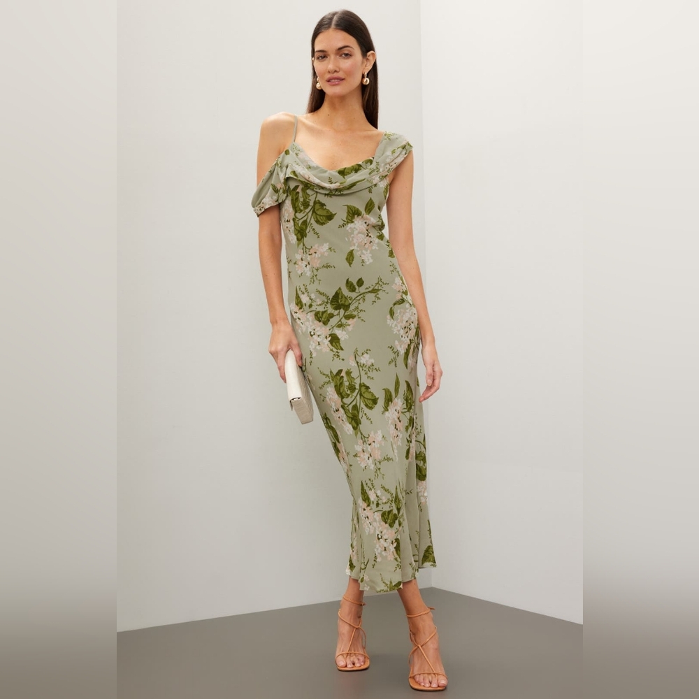 Floral Off-Shoulder Green Dress
